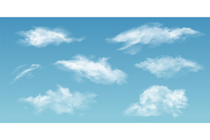Realistic clouds. White 3d summer, an Illustration by Frogella