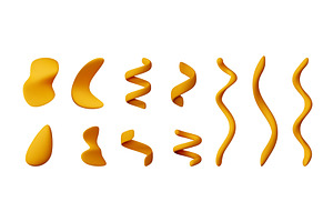 Set of yellow 3d party confetti, an Illustration by Abscent