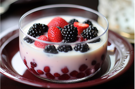Delicate Milk pudding berry, a Food & Drink Photo by Ylivdesign