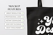 Black Tote Bag Mockup, Flat Lay Mock, a Merchandise Mockup by OniriqveDesigns (Thumbnail 2 of 3)