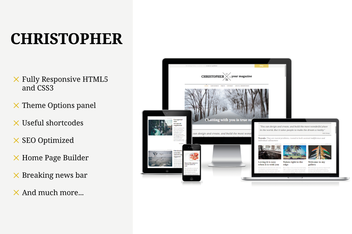 Christopher-Magazine WordPress Theme, a WordPress Template by SiloCreativo (Photo 1 of 6)