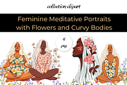 Feminine Meditative Portraits –4 PNG, a Decorative Illustration by InkyQueenArt (Thumbnail 1 of 4)