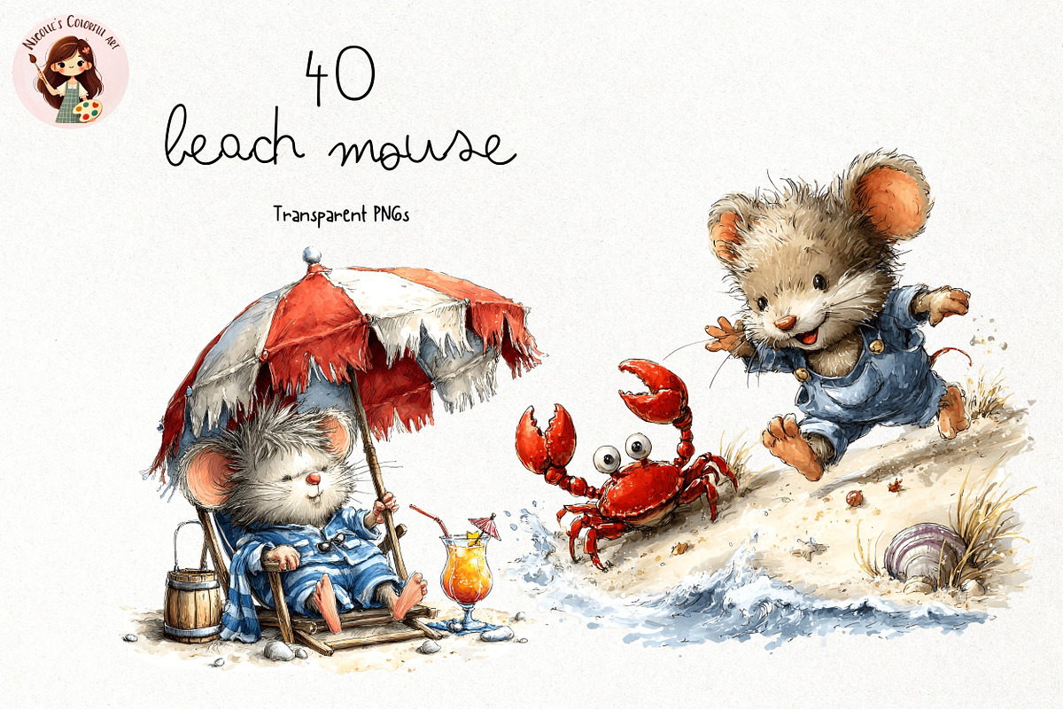 Beach Mouse PNG Clipart, an Animal Illustration by Nicolle's Colorful Art (Photo 1 of 4)