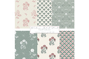 Farmhouse BlockPrint Floral Patterns, a Pattern Graphic by Mieken Petra Designs (Thumbnail 1 of 4)