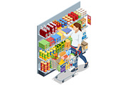 Isometric Supermarket Customer, a Food Illustration by Golden Sikorka (Thumbnail 3 of 3)