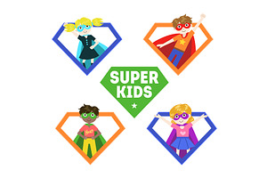 Super Kids Banner, Cute Little Boys, an Illustration by TopVectors