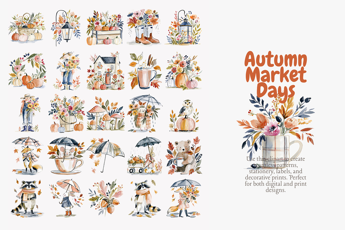 autumn harvest clipart set, a Decorative Illustration by Patishop Art (Photo 3 of 10)