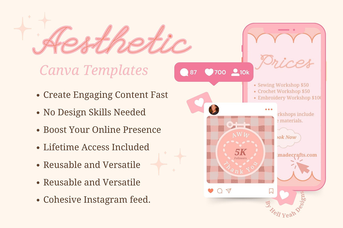Cute Pink Craft Pack Instagram Post, a Social Media Template by Hell Yeah Designs (Photo 2 of 6)