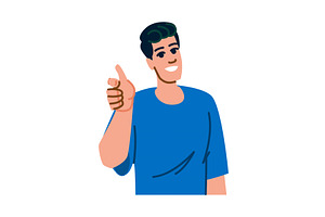 Young man showing thumb up and, an Object Illustration by pikepicture