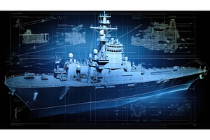architecture navy ship blueprint ai, an Industrial Photo by pikepicture