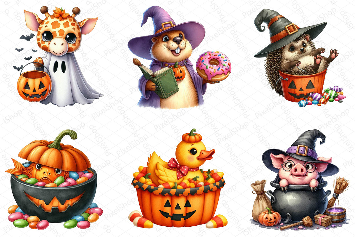 Halloween Funny Animals Clipart, an Illustration by DreamPrint404 (Photo 2 of 6)