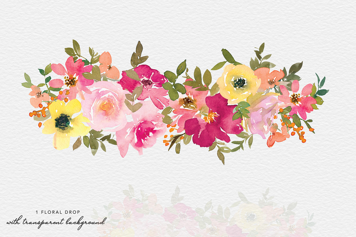 Watercolor Bright Flower Clipart Set, an Illustration by Patishop Art (Photo 6 of 8)