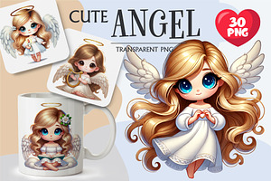 Angel Cartoon Cute. Clipart, PNG., an Animal Illustration by KENO Mascots