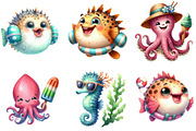 Summer Sea Animals Clipart, a Seasonal Illustration by DreamArtGraphic (Thumbnail 2 of 4)