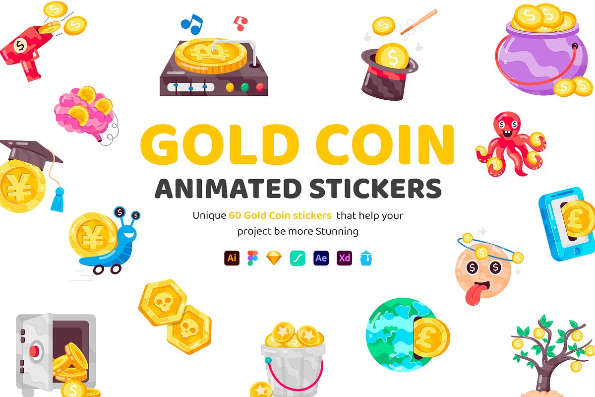 Animated Gold Coin Stickers, an Emoji Icon by Vectors Market (Photo 1 of 6)