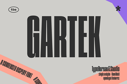 TBS Gartek Condensed, a Sans Serif Font by TypoBureau