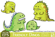 VECTOR - FRIENDLY DINOS - Clipart, an Animal Illustration by Purple Frog (Thumbnail 3 of 5)