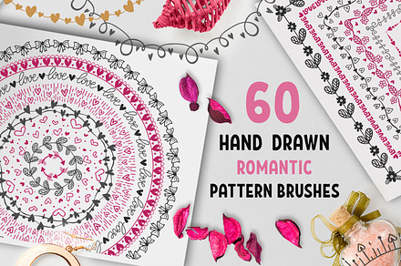 60 Hand Drawn Romantic Pattern Brush