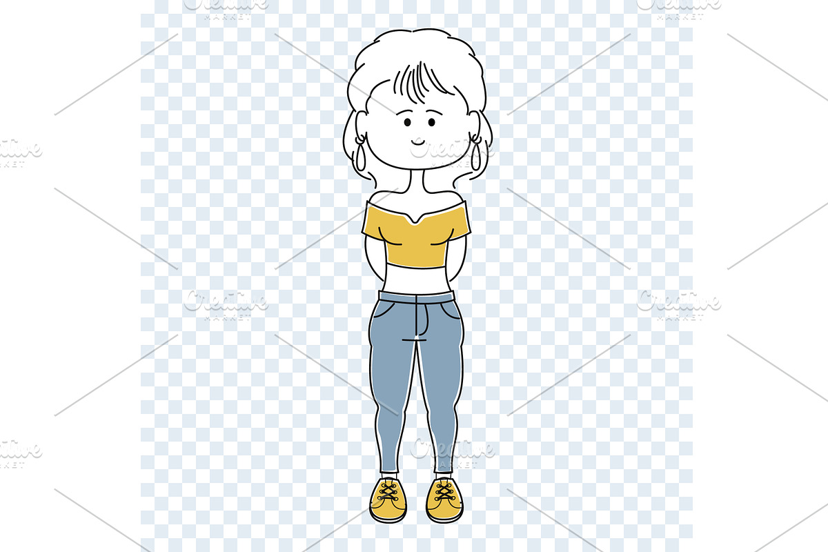 Girl in stylish fashionable clothes., an Illustration by Vector graphics