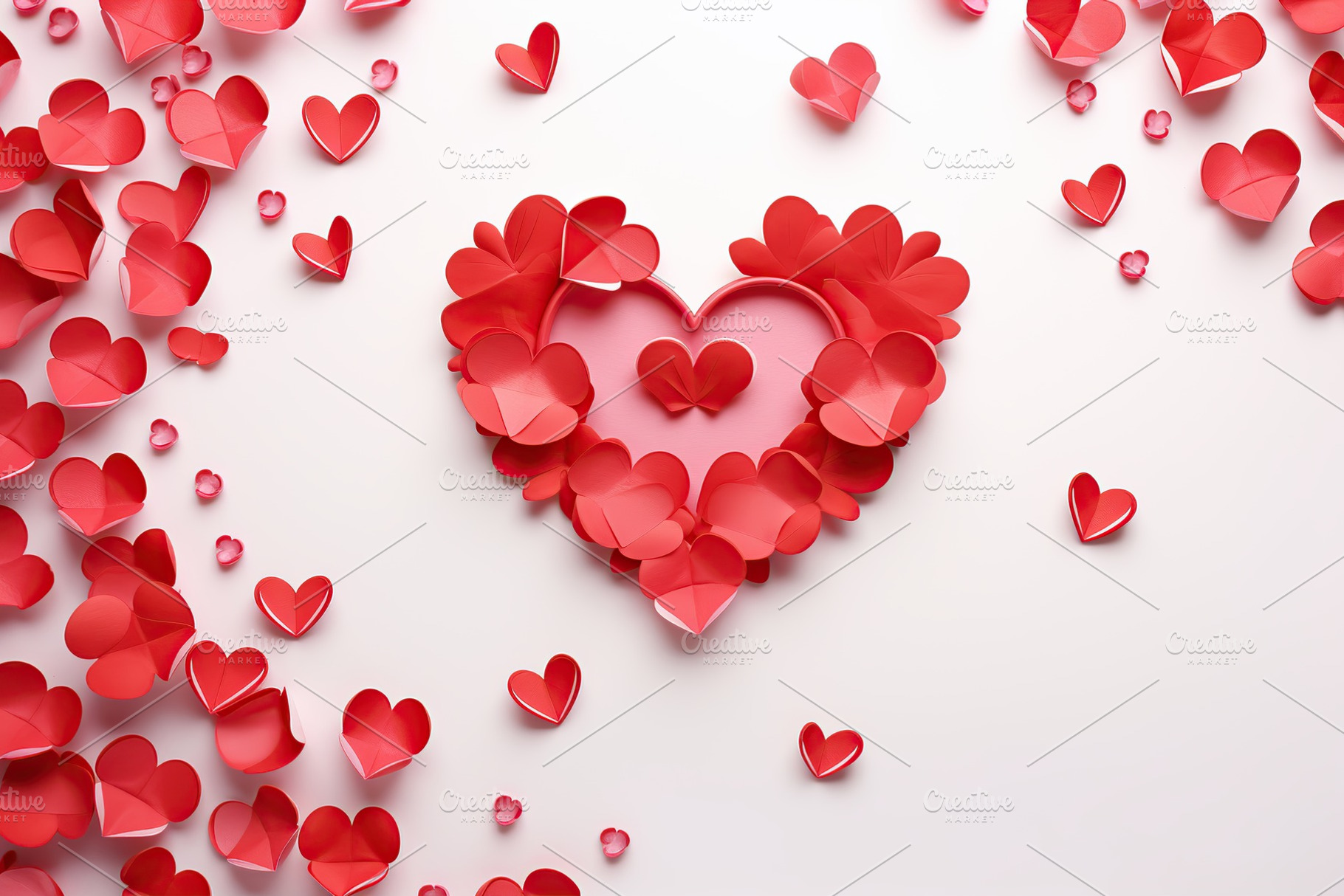 Decorative red paper hearts on white background. Valentines day, a Holiday Photo by AlyaAnd