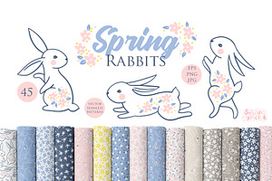 Spring rabbits patterns collection, a Pattern Graphic by Svitlana Kharchuk