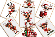 Whimsical Christmas Reindeer Clipart, an Illustration by Creative Art (Thumbnail 8 of 11)