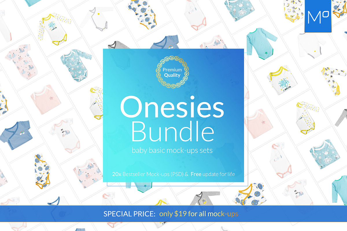 20x Baby Onesies BUNDLE Mock-up Sets, a Books & Magazine Mockup by BlackMocca (Photo 5 of 28)