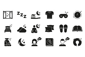 Sleep And Relaxation Solid Icon Set, an Object Illustration by Gentle Studio