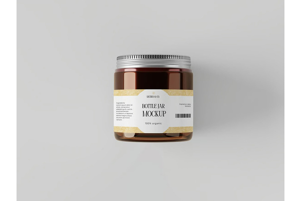 Bottle Glass Jar Mockup, a Packaging Mockup by zippypixelstudio (Photo 6 of 8)