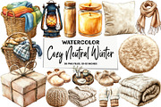Watercolor Cozy Neutral Winter Clipa, an Illustration by DreamArtGraphic (Thumbnail 1 of 5)