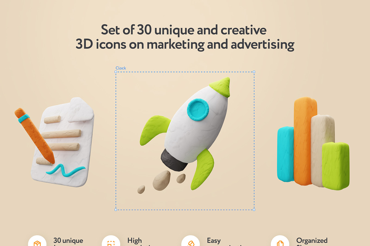 Clayfy Marketing 3D Icons, a 3D by Welovegraphics (Photo 2 of 7)