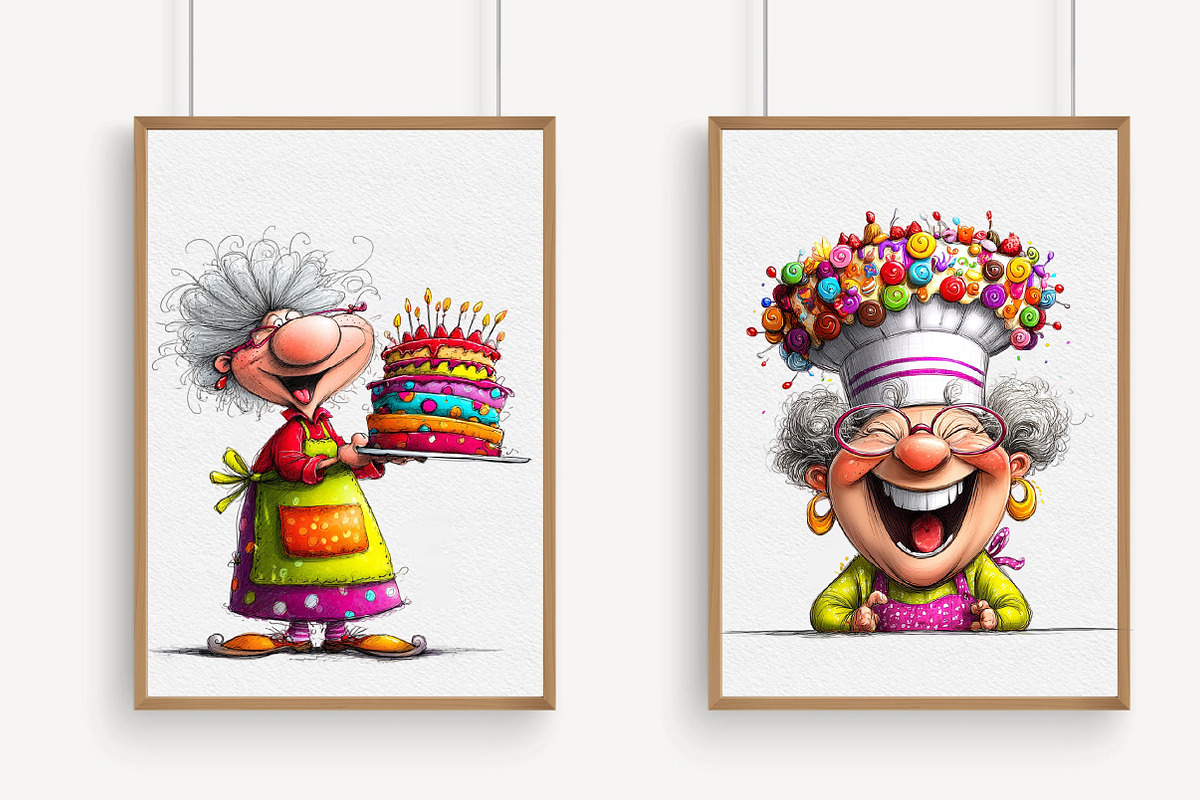 Quirky Birthday old woman clipart, an Illustration by Libby Wishes (Photo 3 of 7)