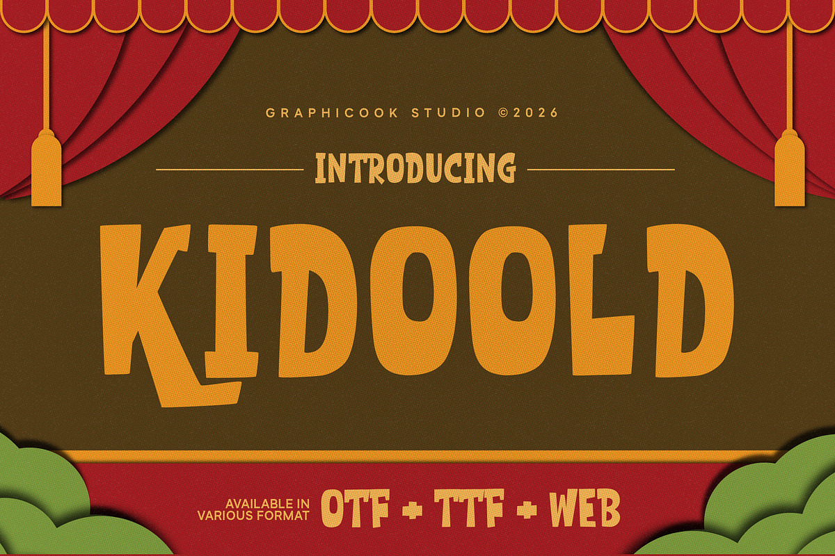 Kidoold, a Sans Serif Font by graphicook (Photo 1 of 10)