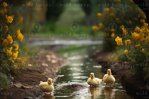 Duckling Stream Digital Backdrop