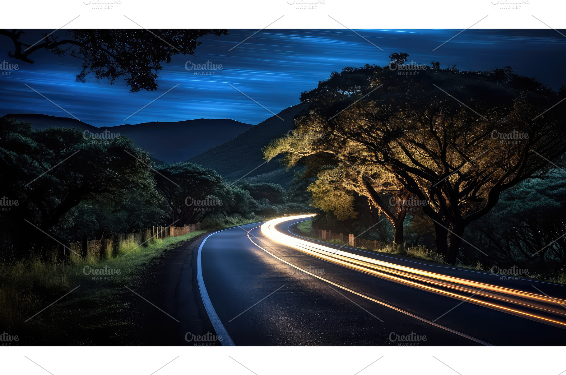silhouette road night stars ai, a Nature Photo by pikepicture