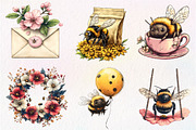 Pink Summer Bees Garden Clipart, an Illustration by CreationArt (Thumbnail 5 of 9)