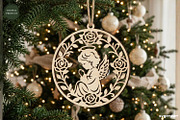 Angel Christmas Ornament SVG Bundle, a Decorative Illustration by svgocean (Thumbnail 7 of 7)