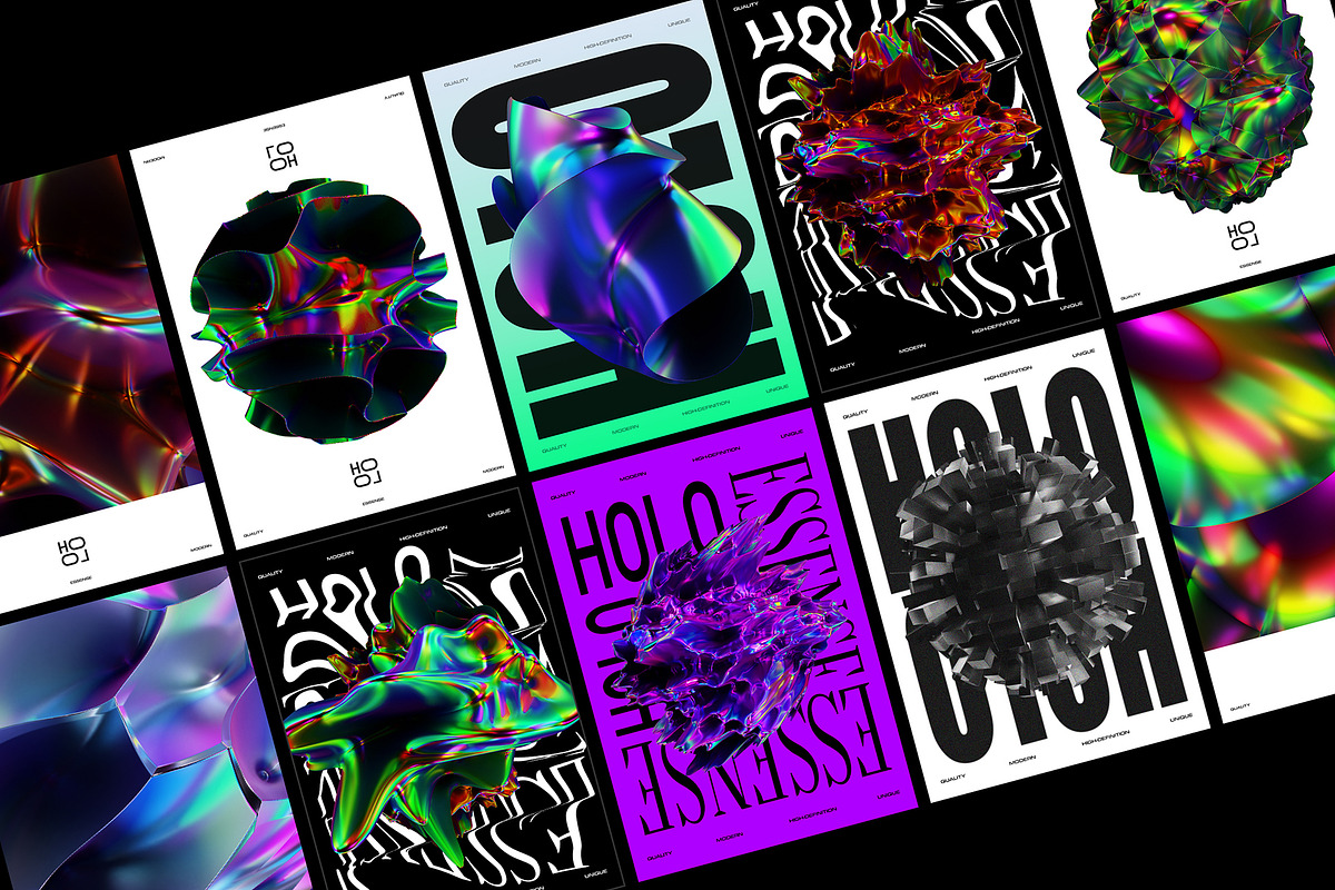 50 Holographic 3D Abstract Shapes, an Object Graphic by assetpro.design (Photo 2 of 12)