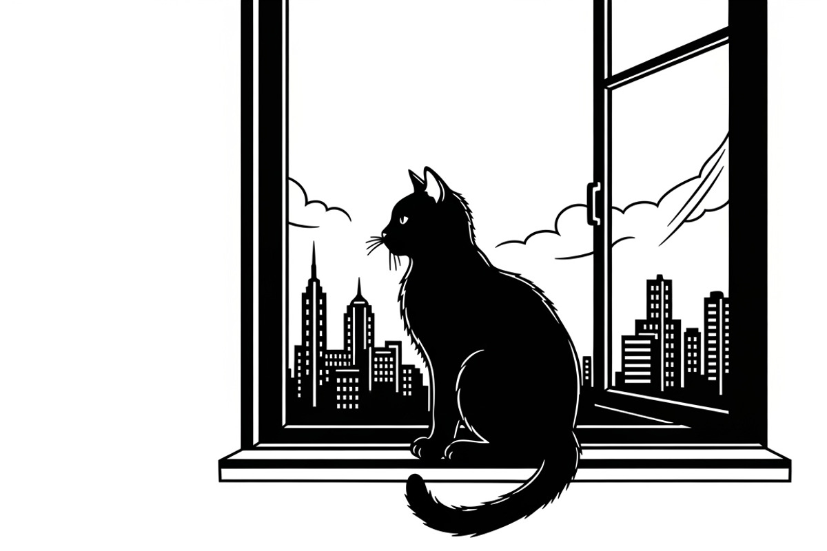 cat sitting by window silhouette, an Illustration by Amazin_art (Photo 17 of 25)