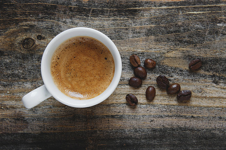 Espresso and coffee beans