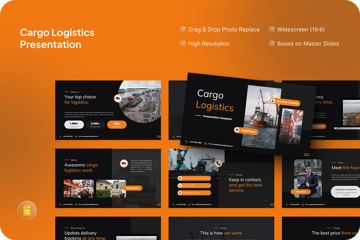 Cargo Logistics Google Slides, a Presentation Template by SquidPixey (Photo 1 of 7)