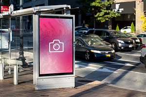 Bus Stop Street Sign Mockup