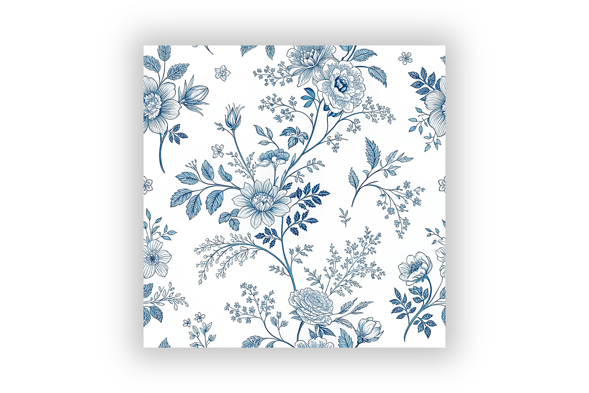 Tiny Blue Toile De Jouy Pattern, a Pattern Graphic by FloridPrintables (Photo 6 of 9)