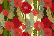 Poppy Botanical Lino, a Pattern Graphic by NayaChu (Thumbnail 4 of 9)
