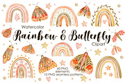Watercolor Boho rainbow & butterfly, a Decorative Illustration by Kira Konoshenko (Thumbnail 1 of 16)