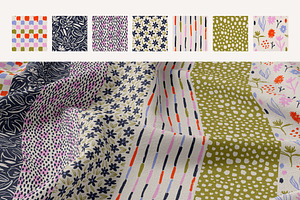 Flowers And Spots Seamless Patterns