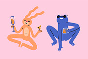 Funny animals drinking alcohol set, an Animal Illustration by Good Studio (Thumbnail 3 of 11)