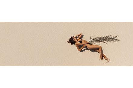 Top Aerial Drone View of Woman in