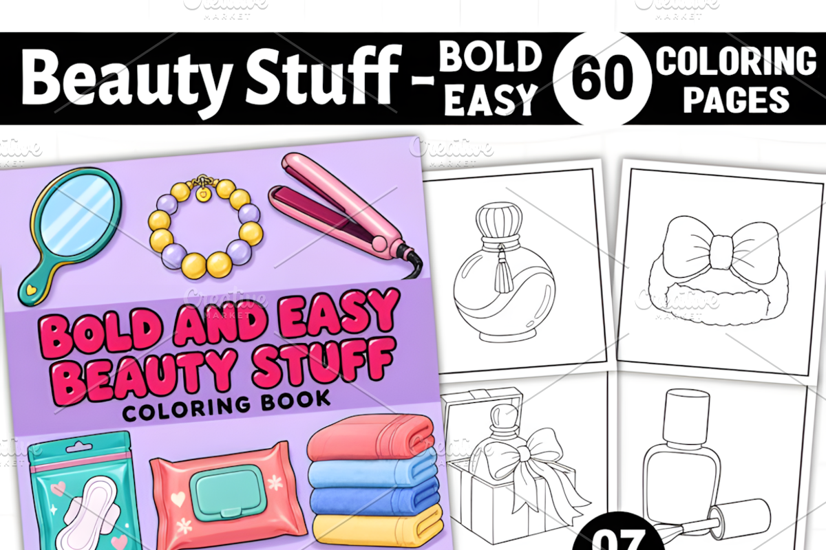 Beauty Stuff Bold and Easy Coloring, a Seasonal Illustration by Coco Bloom (Photo 1 of 3)