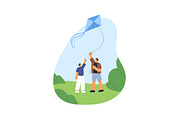 Happy people flying kites in nature, a Person Illustration by PaperTrident (Thumbnail 2 of 7)